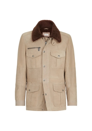 Brunello Cucinelli waxed shearling safari jacket - Neutrals