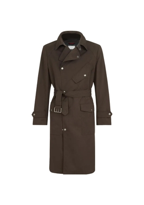 Brunello Cucinelli water-resistant microfiber motorcyle trench with nappa leather inserts - Brown