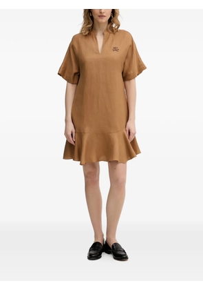 Karl Lagerfeld ruffled-hem V-neck mini dress - Brown