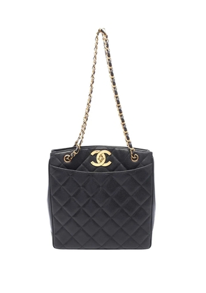 CHANEL Pre-Owned 1991-1994 XL CC Quilted Caviar tote bag - Black