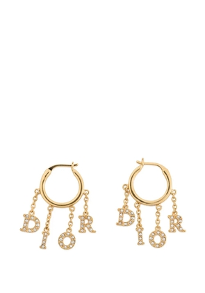 Christian Dior Pre-Owned 2000-2026 Dio(r)evolution Gold Plated Strass Drop Hoop Earrings costume earrings