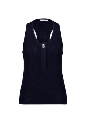 Ferragamo Gancini-plaque ribbed tank top - Blue