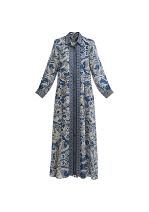 PAHIESA FORMENTERA floral-print long-sleeve maxi dress - Neutrals