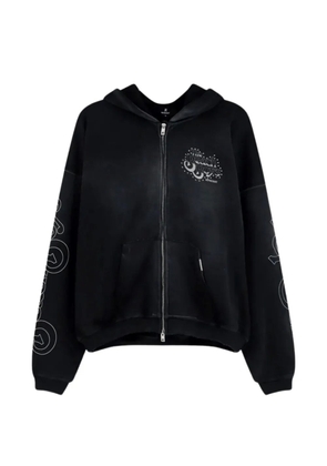 Represent graphic-print studded hoodie - Black