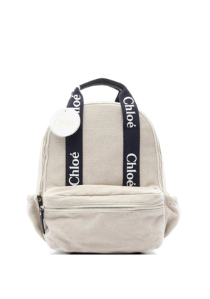 Chloé Pre-Owned canvas logo-strap backpack - Neutrals