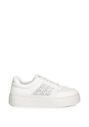 Armani Exchange rhinestone-logo platform sneakers - White