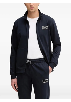 Ea7 Emporio Armani zip logo knitwear - Blue