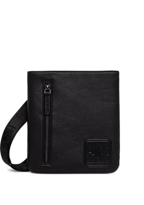 Armani Exchange logo-patch zip-pocket messenger bag - Black