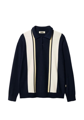 Woodbird Dom Gran striped long-sleeve polo shirt - Blue
