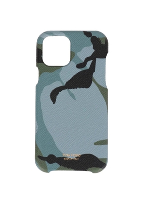 TOM FORD camouflage-print grained-texture phone case - Blue