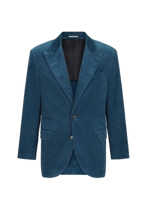 Brunello Cucinelli denim-effect cotton velvet Tailor blazer with peak lapels - Blue