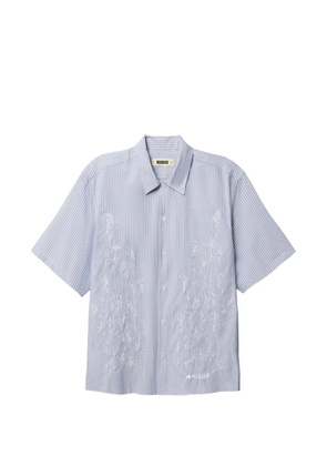 Woodbird Wang Ox floral-embroidered striped shirt - Blue