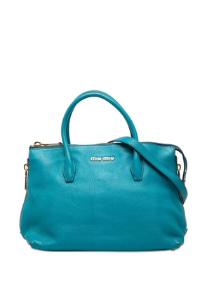 Miu Miu Pre-Owned 2010-2026 Goatskin Madras Convertible Side Zip satchel - Blue