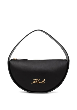 Karl Lagerfeld logo-plaque crescent tote bag - Black