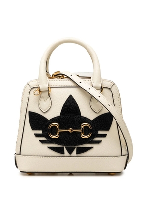Gucci Pre-Owned 2016-2026 Adidas Mini Leather Horsebit 1955 Top Handle Bag satchel - White