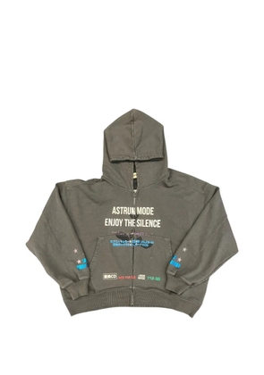 astrum graphic-print zip-up hoodie - Black