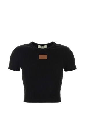 FENDI ribbed logo-patch T-shirt - Black