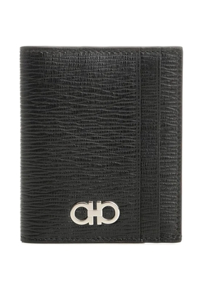 Ferragamo Gancini-plaque textured-leather card holder - Black