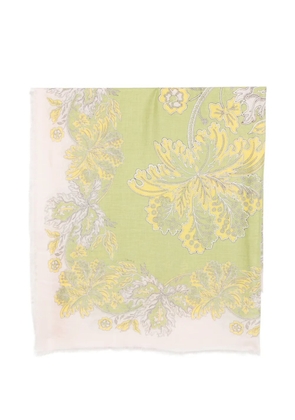 La DoubleJ floral-print frayed-edge scarf - Green