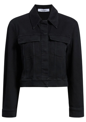 Another Tomorrow cropped organic-cotton blend denim jacket - Black