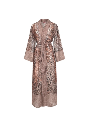 Pin Up Stars Wild leopard-print belted robe - Neutrals