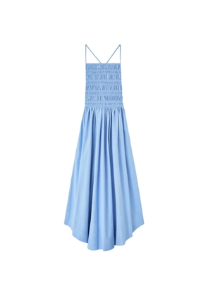 GANNI shirred poplin maxi dress - Blue