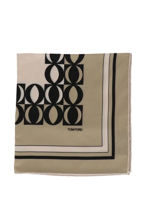 TOM FORD geometric-print border-detail pocket square - Neutrals