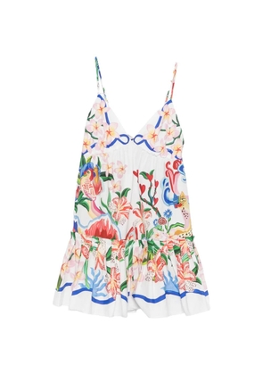 FARM Rio floral-print ruffled mini dress - White