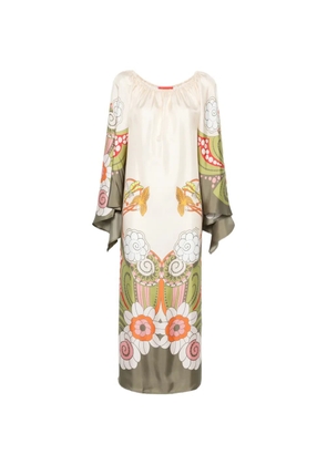 La DoubleJ floral-print silk-satin maxi dress - Neutrals