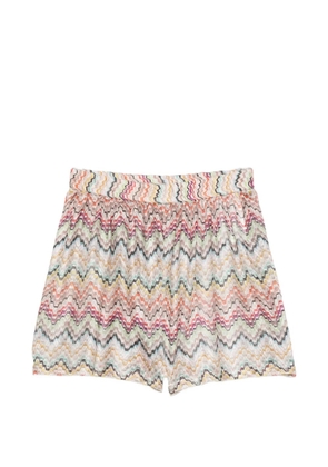 Missoni zigzag-knit elasticated-waist shorts - Neutrals