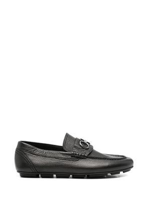 JOHN HARRISON logo-plaque pebbled-leather loafers - Black