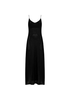 Pin Up Stars Long Crochet knit spaghetti-strap dress - Black