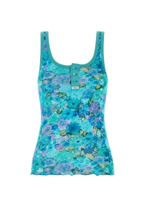 Chloé floral-print ribbed tank top - Blue