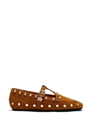 GANNI stud-embellished ballet flats - Brown