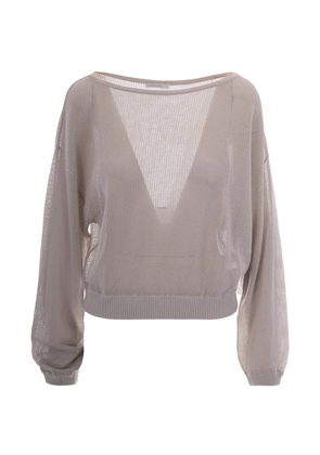 Patrizia Pepe logo mesh-knit sweater - Grey