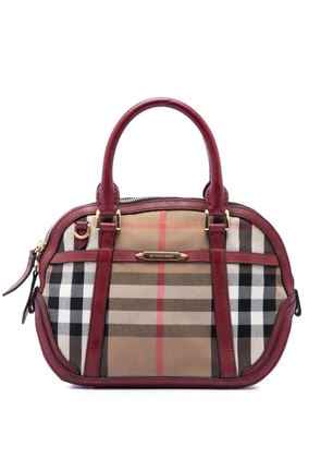 Burberry Pre-Owned 2000-2017 Small Leather Trimmed House Check Canvas Bridle Orchard satchel - Brown