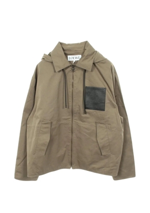 Loewe Pre-Owned 2010s leather-patch hoodie - Neutrals