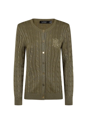 Lauren Ralph Lauren cable-knit logo-embroidered cardigan - Green