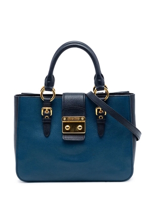 Miu Miu Pre-Owned 2021-2026 Bicolor Goatskin Madras satchel - Blue