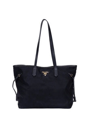 Prada Pre-Owned logo-plaque drawstring tote bag - Black