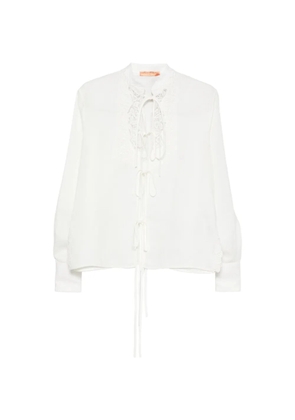 Ermanno Scervino lace-panelled tie-fastening blouse - White