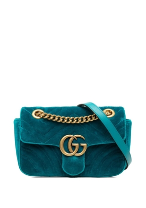Gucci Pre-Owned 2016-2026 Small GG Marmont Matelasse Velvet shoulder bag - Blue