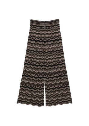 D.Exterior chevron-knit wide-leg trousers - Black