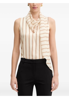 SIMONA CORSELLINI striped scarf-detail blouse - Neutrals