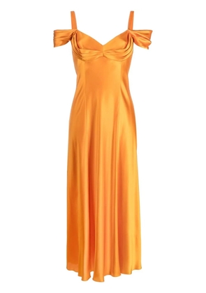 Alberta Ferretti draped silk dress - Orange