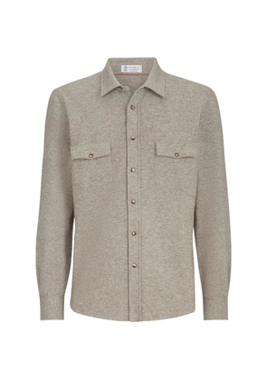 Brunello Cucinelli virgin wool, cashmere and silk knit shirt - Grey