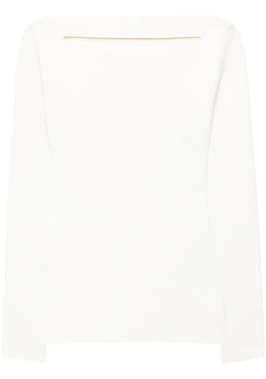 Another Tomorrow cut-out knitted top - Neutrals