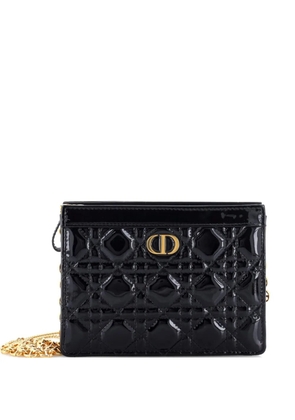 Christian Dior Pre-Owned Caro Zipped Pouch With Chain Cannage Quilt Patent crossbody bag - Black