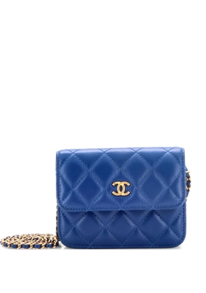 CHANEL Pre-Owned Pearl Crush Flap Clutch with Chain Quilted Lambskin Mini crossbody bag - Blue