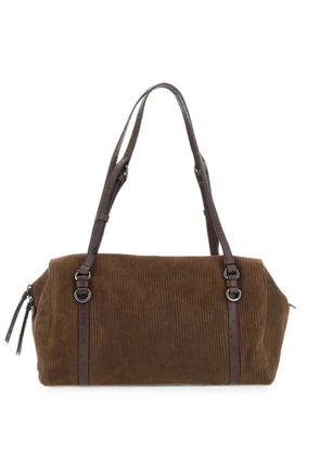 GIANNI CHIARINI Terry ribbed suede shoulder bag - Brown